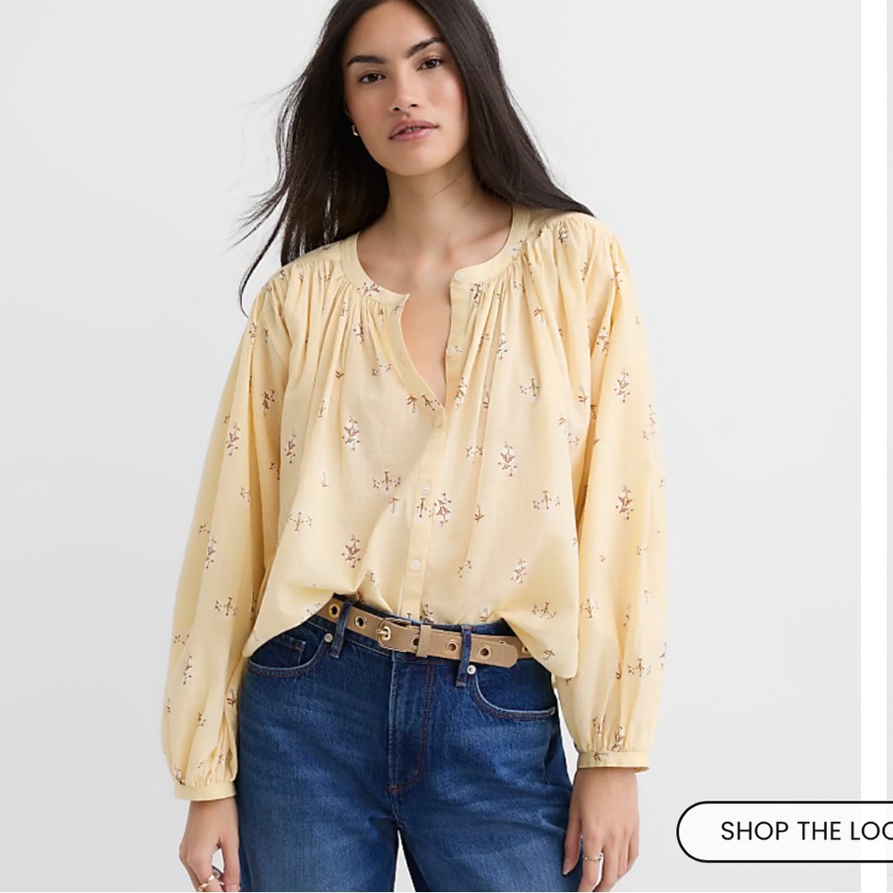 LOFT / Floral Balloon Sleeve Blouse Yellow size Small